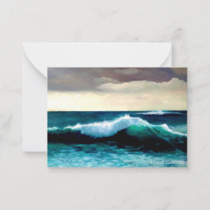 Carte De Correspondance Vague de crashage, Peinture sur le paysage marin,