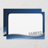 Carte De Correspondance Vague en acier avec le nom note plate (Devant / Derrière)