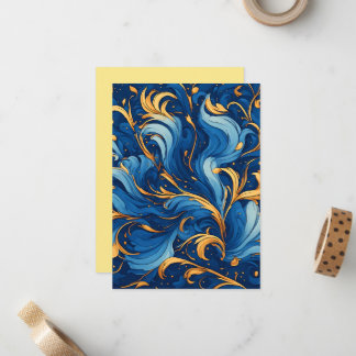 Carte De Correspondance Vagues royales de fantaisie Tourbillons de bleu et