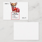 Carte De Correspondance Valentin chiot Chihuahua personnalisable (Devant / Derrière)