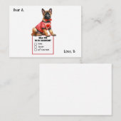 Carte De Correspondance Valentin personnalisable chiot berger allemand (Devant / Derrière)