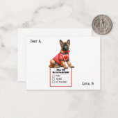 Carte De Correspondance Valentin personnalisable chiot berger allemand (Devant/Arrière en situation)