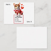 Carte De Correspondance Valentin personnalisable chiot Corgi (Devant / Derrière)