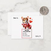 Carte De Correspondance Valentin personnalisable chiot Corgi (Devant/Arrière en situation)