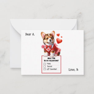 Carte De Correspondance Valentin personnalisable chiot Corgi