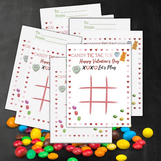 Carte De Correspondance Valentin Tic Tac Toe aux bonbons