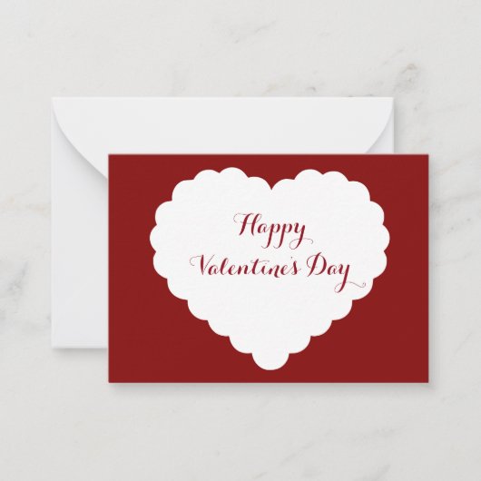 Carte De Correspondance Valentine Pack Scalloped Coeur Blanc Rouge (Devant)