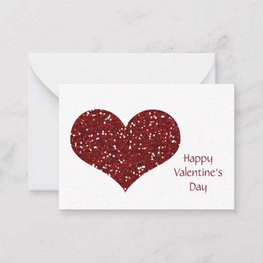 Carte De Correspondance Valentine Pack Simple Red Sparkle Heart (Devant)