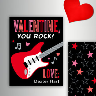 Carte De Correspondance Valentine You Rock Guitare Rouge Enfants Saint-Val