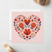 Carte De Correspondance Valentines d'art populaire scandinave (Devant/Arrière en situation)