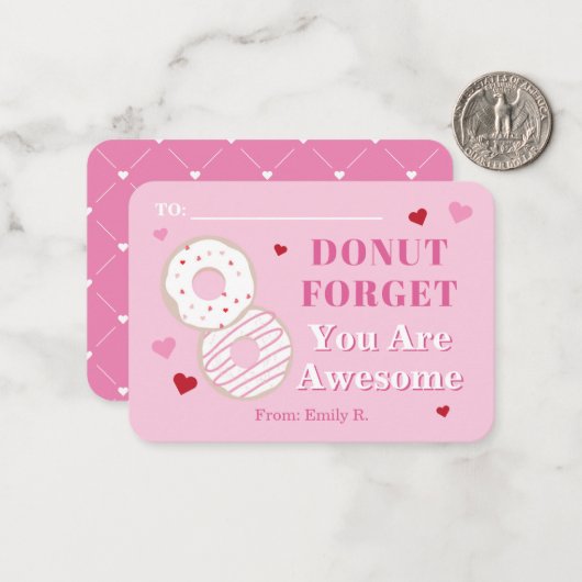 Carte De Correspondance Valentines de classe Donut Awesome (Devant/Arrière en situation)