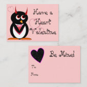 Carte De Correspondance Valentines de l'école Evil Penguin (Devant / Derrière)