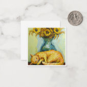 Carte De Correspondance Van Gogh Chat avec des tournesols (Devant/Arrière en situation)