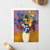 Carte De Correspondance Vase blanc avec fleurs Odilon Redon (Devant/Arrière en situation)