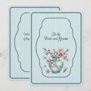 Carte De Correspondance Vase Bleu de Fleurs de Pommier Roses