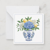 Carte De Correspondance Vase Chinoiserie Bleu et Blanc avec hydrangées (Devant)