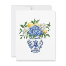 Vase Chinoiserie Bleu et Blanc avec hydrangées