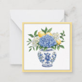 Carte De Correspondance Vase Chinoiserie Bleu et Blanc avec hydrangées (Devant)