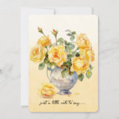 Carte De Correspondance Vase of Yellow Roses Note Card (Devant)