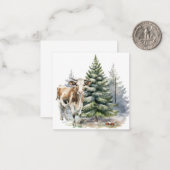 Carte De Correspondance veau Brown et blanc devant un pin (Devant/Arrière en situation)