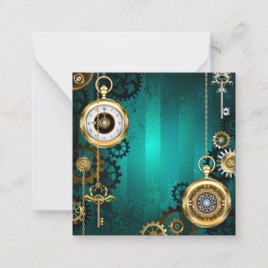 Carte De Correspondance Veille bijoux Steampunk sur un Arrière - plan vert (Devant)