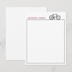 Carte De Correspondance Vélo Vélo simple moderne noir blanc rouge