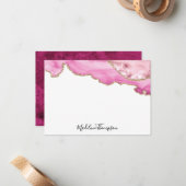 Carte De Correspondance Velvet Pink Agate Geode Script Typography (Devant/Arrière en situation)