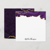 Carte De Correspondance Velvet Purple Gold Agate Géode Carré de script (Devant / Derrière)