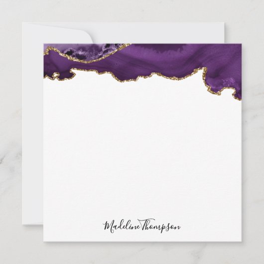 Carte De Correspondance Velvet Purple Gold Agate Géode Carré de script (Devant)