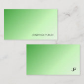 Carte De Correspondance Vert blanc personnalisé Monogramme moderne élégant (Devant / Derrière)