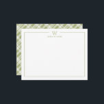 Carte De Correspondance Vert Classique Formel Monogramme Familial à Carrea<br><div class="desc">Obtenez un look professionnel avec notre papeterie personnalisée formelle et élégante en cartes plates avec votre monogramme et votre nom en dessous en police Sans Serif associée à une police élégante à visage ouvert, au verso de la carte un fond à carreaux chic inspiré de la ferme en vert et...</div>