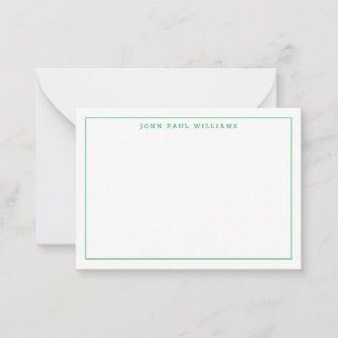 Carte De Correspondance Vert classique Professionnel Simple mince bordure