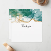 Carte De Correspondance Vert Emerald Gold Bordure Merci moderne tendance (Devant/Arrière en situation)