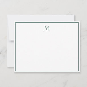 Carte De Correspondance Vert émeraude classique lettre initiale vintage