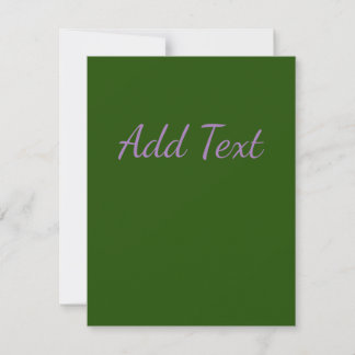 Carte De Correspondance Vert foncé avec texte lavande