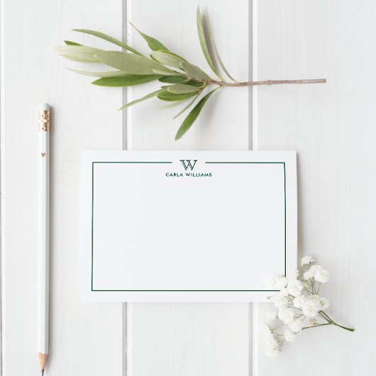 Carte De Correspondance Vert foncé Formal Famille Classique Monogramme Min