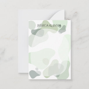 Carte De Correspondance Vert organique Mariage Abstrait géométrique