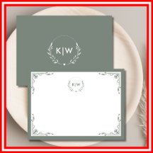Vert sauge et blanc | Monogramme initiales moderne