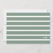 Carte De Correspondance Vert Sauge Et Monogramme Rayé Blanc (Dos)