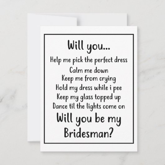 Carte De Correspondance Veux-tu être mon Bridesman (Devant)