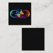 Carte De Correspondance Vibrant infinity with rainbow butterfly on black (Devant / Derrière)