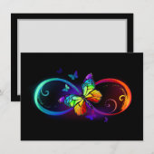 Carte De Correspondance Vibrant infinity with rainbow butterfly on black (Devant / Derrière)