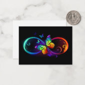 Carte De Correspondance Vibrant infinity with rainbow butterfly on black (Devant/Arrière en situation)