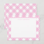 Carte De Correspondance Vichy rose pastel moderne à carreaux (Devant / Derrière)