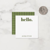 Carte De Correspondance Vichy vert personnalisé (Devant/Arrière en situation)