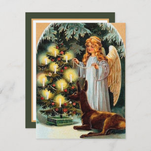 Carte De Correspondance vintage Christmas Angel ajouter un sentiment