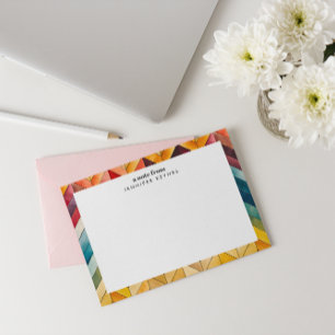 Carte De Correspondance Vintage couleur Chevron Nom Monogramme