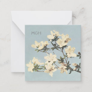 Carte De Correspondance Vintage Crème blanche Azalea Fleurs Monogramme