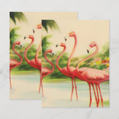 Carte De Correspondance Vintage Flamingos (Devant / Derrière)