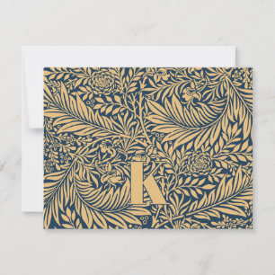 Carte De Correspondance Vintage William Morris Larkspur Motif Note Card